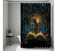 Rideau Douche 120x200 cm, Vert Rideau Douche Arbre de la Vie Shower Curtain HD Impression Imperméable Polyester Shower Curtain avec 12 Anneaux Résistant Facile à Installer, Baigoire -ly2507209