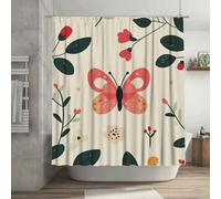 Rideau Douche 150 x 200 cm,Papillon Rideau de Douche Fleur Motif avec 12 Plastique Crochets,Rideaux de Baignoire Tissu Polyester Imperméable,Ourlet Lesté,Decoration Salle de Bain,Cadeau Femme G-169