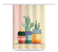 Rideau Douche 150x180, Rideaux Cactus Rideau de Douche Géométrie Tissu Lavable Imperméable Polyester, Séchage Rapide avec 12 Crochets Shower Curtain pour Salle de Bain Domicile Baignoire Hôtel,Model36