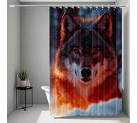 Rideau Douche 150x200 cm, Gris Rideau Douche Loup Shower Curtain HD Impression Imperméable Polyester Shower Curtain avec 12 Anneaux Résistant Facile à Installer pour Decoration Maison -ly25072CE