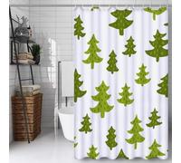 Rideau Douche 150x200cm Polyester Lavable en Machine Imperméable Tissu Rideaux de Douche avec 12 Crochets en C, Ourlet Lesté, pour Salle de Bain Domicile Baignoire Cabine, Hôtel (Vert Arbre) D#525