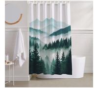 Rideau Douche 180 x 240 Rideau de Douche Vert Shower Curtain Forêt Rideaux avec 12 Crochets et Ourlet Lesté, Résistant Imperméable Polyester Rideaux Salle de Bain pour Familles, Dortoir, Hôtel R2-463