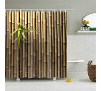 Rideau Douche 180x210cm,Mur de bambou Rideau de Douche Anti-moisissure,Polyester Tissu imperméable rideaux de douche Lesté,Lavable en Machine Salle de Bain Rideau,3D Shower Curtains Baignoire Décor