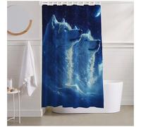 Rideau Douche 180x240 cm Rideau de Douche Blanc Shower Curtain Loup Rideaux avec 12 Crochets et Ourlet Lesté, Résistant Imperméable Polyester Rideaux Salle de Bain pour Familles, Dortoir, Hôtel R2-433
