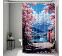 Rideau Douche 180x240, Rose Rideau Douche Mont Fuji Shower Curtain HD Impression Imperméable Polyester Shower Curtain avec 12 Anneaux Résistant Facile à Installer pour Decoration Maison -ly250726G