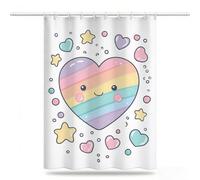 Rideau Douche 200x220, Rideaux Amour Rideau de Douche Arc-en-ciel Tissu Lavable Imperméable Polyester Séchage Rapide avec 12 Crochets Shower Curtain pour Salle de Bain Domicile Baignoire Hôtel,Model50