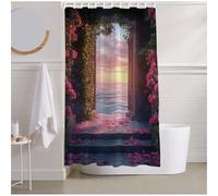 Rideau Douche 240 x 200 Rideau de Douche Rose Shower Curtain Porte Rideaux avec 12 Crochets et Ourlet Lesté, Résistant Imperméable Polyester Rideaux Salle de Bain pour Familles, Dortoir, Hôtel R2-439