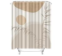 Rideau Douche Abstract Art Shower Curtain for Modern Bathroom Decor Minimalist Design with Soft Colors and Plant Patterns Waterproof(300X180cm)