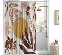 Rideau Douche Abstrait, Uiiooazy Rideau Douche Anti Moisissure 150x200cm Abstrait Soleil Gelb Fleur Rose Rideaux de Baignoire Tissu Lavable Imperméable Polyester Rideaux Salle de Bain avec 10 Crochets