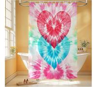 Rideau Douche Amour Rideau de Douche Anti Moisissure Rouge 160x200 cm, Imperméable Tissu Polyester Facile À Nettoyer Shower Curtain avec 12 Crochets et Ourlet Inférieur Lesté, pour Salle de Bain 6H-3