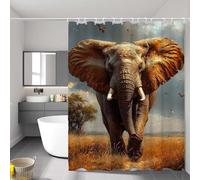 Rideau Douche Animal Rideau de Douche 230 x 180 cm Éléphant avec Ourlet Lesté, Tissu Polyester Lavable - Imperméable Rideaux, Séchage Rapide Shower Curtain pour Salle de Bain et Baignoire P-1940