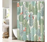 Rideau Douche Animaux d'arbre Vert Rideau de Douche Anti Moisissure Imperméable Tissu Polyester avec 12 Crochets en C pour Salle de Bain Domicile Baignoire Hôtel Décoration (180x180cm)