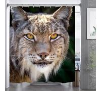 Rideau Douche Anti Moisissure 3D Lynx Animal Sauvage, Rideau de Douche 300x200 cm Animaux Sauvages Lynx, Rideaux Baignoire Imperméable Lavable Polyester Rideaux Salle de Bain avec 16 Crochets b3099