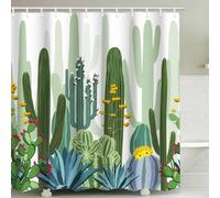 Rideau Douche Anti Moisissure Cactus 3D Rideau de Douche 120x200cm Lavable en Machine Dessin d'enfant Rideaux Baignoire Tissu Polyester Imperméablee avec 8 Crochets C.2362