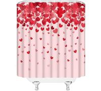 Rideau Douche Anti Moisissure Cœur Rose 3D Rideau de Douche 180x180cm Lavable en Machine Amour Tendre Rideaux Baignoire Tissu Polyester Imperméablee avec 12 Crochets C.2444