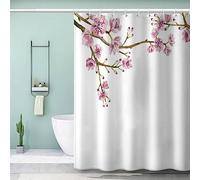 Rideau Douche Anti Moisissure Fleurs de Cerisier Rideau de Douche 180x200 cm Fleurs Japonaises Rideaux de Douche Tissu Imperméable Lavable pour Baignoire ou Salle de Bain A221