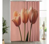 Rideau Douche Anti Moisissure Fleurs Roses 3D Rideau de Douche 200x200cm Lavable en Machine Belles Plantes Rideaux Baignoire Tissu Polyester Imperméablee avec 12 Crochets b.907