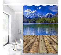 Rideau Douche Anti Moisissure Montagnes et Rivières 3D Rideau de Douche 120x200cm Lavable en Machine Paysage Naturel Extérieur Rideaux Baignoire Tissu Polyester Imperméablee avec 8 Crochets b.877
