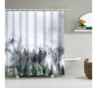 Rideau Douche Arbre Brume Vert Rideaux de Douche Anti Moisissure Imperméable Tissu Polyester Lavable pour Salle de Bain Baignoire Facile à Installer Réutilisable (120x180cm)