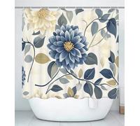 Rideau Douche Beige L200 x l300cm Rideau de Douche Rétro Shower Curtain-Impression Polyester Tissu-avec œillets et 12 Crochets-Tissu Lavable en Machine-Imperméable-pour Salle de Bain-Hôtel J#176