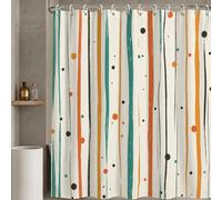 Rideau Douche Beige, Rideau de Douche 120x200 cm, Tissu Lavable Polyester Rideaux de Baignoire, Imperméable Rideaux Salle de Bain avec Ourlet Inférieur Lesté et 12 Crochets en Machine, Bande W-P301