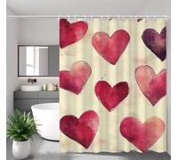 Rideau Douche Crème Rideau de Douche Anti Moisissure Imperméable Tissu Polyester Shower Curtain avec Ourlet Lesté, 12 Crochets Lavable Shower Curtain pour Baignoire Décor 130x180 cm Amour 2Y#541