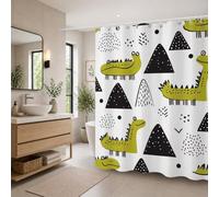 Rideau Douche en Polyester Textile Dessin Animé, Rideau de Douche Tissus Imperméable avec Ourlet Lesté et 12 Crochets, Lavable en Machine, Decoration Salle de Bain 160x180 cm (Abstrait) T-X135