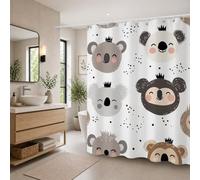Rideau Douche en Polyester Textile Dessin Animé, Rideau de Douche Tissus Imperméable avec Ourlet Lesté et 12 Crochets, Lavable en Machine, Decoration Salle de Bain 120x180 cm (Mignon) T-X138