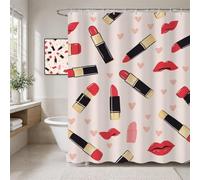 Rideau Douche en Polyester Textile Lilas, Rideau de Douche Tissus Imperméable avec Ourlet Lesté et 12 Crochets, Lavable en Machine, Decoration Salle de Bain 180x200 cm (Baiser) T-X76