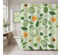 Rideau Douche en Polyester Textile Vert, Rideau de Douche Tissus Imperméable avec Ourlet Lesté et 12 Crochets, Lavable en Machine, Decoration Salle de Bain 150x180 cm (Avocat) T-X154
