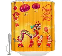 Rideau Douche Fête du Printemps Chinoise Rideau de Douche 120 x 180 Anti Moisissure Asie Orientale 3D Rideaux Salle de Bain Tissu Polyester Imperméable Lavable avec 8 Crochets M-678