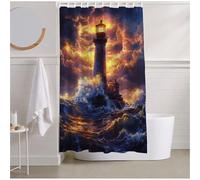 Rideau Douche Flots Rideau de Douch 180 x 240 Rideaux Tour Salle de Bain Decoration Maison Imperméable Polyester Rideaux avec 12 Crochets, Résistant Facile à Installer Shower Curtain Baignoire R2-448