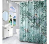 Rideau Douche Garçon Arbre Vert Rideaux de Douche Anti Moisissure Imperméable Tissu Polyester Lavable pour Salle de Bain Baignoire Hôtel Dortoirs Réutilisable (120x180cm)
