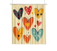 Rideau Douche Imperméable Rideau de Douche 180x220cm, Lavable Sèche Rapide en Machine avec Crochet et Anneaux, Ourlet Inférieur Lesté, Shower Curtain pour Salle de Bain Maison (Amour Simple) F-77