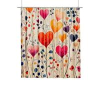 Rideau Douche Imperméable Rideau de Douche 200x180cm, Lavable Sèche Rapide en Machine avec Crochet et Anneaux, Ourlet Inférieur Lesté, Shower Curtain pour Salle de Bain (Coeur d'amour Rétro) H-33