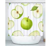 Rideau Douche L100 x l200cm Polyester Impression Lavable en Machine Rideaux de Douche avec œillets et 12 Crochets en C, Ourlet Lesté, pour Salle de Bain Domicile Baignoire Cabine Géométrie Fruit J#165