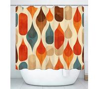 Rideau Douche L120 x l150cm Polyester Impression Lavable en Machine Rideaux de Douche avec œillets et 12 Crochets en C, Ourlet Lesté, pour Salle de Bain Domicile Baignoire Cabine Crème Abstrait J#221