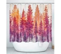 Rideau Douche L150 x l210cm Polyester Impression Lavable en Machine Rideaux de Douche avec œillets et 12 Crochets, Ourlet Lesté, Salle de Bain Domicile Baignoire Cabine Automne Couleur Caramel J#533