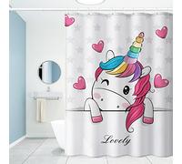 Rideau Douche La Licorne Rideau de Douche Anti Moisissure Polyester Rideaux de Douche Impermeable Rideau Douche Tissu Rideau de Douche avec 12 Crochet