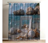 Rideau Douche Mer Rideau de Douche 120x150 cm, 3D Coloré Imprimés Shower Curtain Coquille Polyester Tissus en Imperméable, lavable Rideaux pour Baignoire avec 12 Crochets, Rideaux Salle de Bain Wy-491