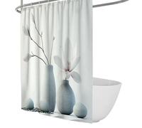 Rideau Douche Moderne élégant Branches Florales avec Art en Pot en céramique Rideau Douche Nature Morte décoration Salle Bain Tissu Polyester imperméable Tissu étanche en Polyester 200 x 220 cm