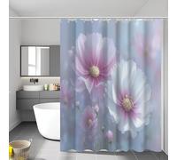 Rideau Douche Motif Cosmos De Rêve Rose Blanc Rideau De Douche 150X180Cm Anti Moisissure Plantes Naturelles 3D Rideaux Salle De Bain Tissu Polyester Imperméable Lavable avec Crochet