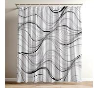 Rideau Douche Noir Et Blanc Rideau de Douche 120x150 cm, 3D Imprimés Shower Curtain Ligne Polyester Tissus en Imperméable, lavable Rideaux pour Baignoire avec 12 Crochets, Rideaux Salle Bain Wy-493