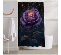 Rideau Douche Noir Rideau de Douch 240 x 200 Rideaux Usine Salle de Bain Decoration Maison Imperméable Polyester Rideaux avec 12 Crochets, Résistant Facile à Installer Shower Curtain Baignoire R2-396