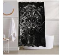 Rideau Douche Noir Rideau de Douch 240x200cm Rideaux Léopard Salle de Bain Decoration Maison Imperméable Polyester Rideaux avec Crochets, Résistant Facile à Installer Shower Curtain Baignoire R2-408