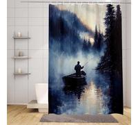 Rideau Douche Noir Rideau de Douche 150x200 cm, Polyester Shower Curtain Jungle Motif, HD Impression Imperméable Design Shower Curtain avec 12 Anneaux pour Baigoire Angle Salle de Bain -zpg25073UX