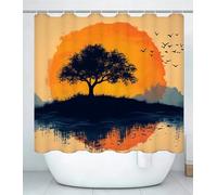 Rideau Douche Paysage L180 x l250cm Rideau de Douche Dessin Animé Shower Curtain-Impression Polyester Tissu-avec œillets et 12 Crochets-Tissu Lavable en Machine-Imperméable-Salle de Bain-Hôtel J#312