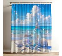 Rideau Douche Plage Rideau de Douche 120x150 cm, 3D Imprimés Shower Curtain Coquille Polyester Tissus en Imperméable, lavable Rideaux pour Baignoire avec 12 Crochets, Rideaux pour Salle de Bain Wy-476