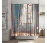 Rideau Douche Rêve Shower Curtain Papillon Rideau de Douche 180 x 240 cm avec 12 Plastique Crochets,Rideaus Baignoire Decoration,Ourlet Lesté,Lavable,Imperméable Polyester Tissu,Cadeau Homme G-246