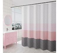 Rideau Douche Rose Gris Blanc Rideau de Douche Anti Moisissure Polyester Rideaux de Douche Impermeable Rideau Douche Tissu Rideau de Douche avec 12 Crochet